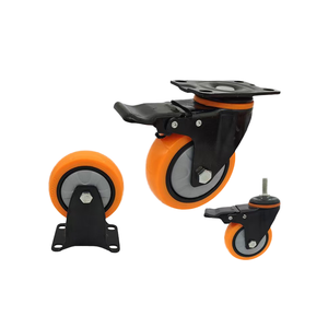 1,5-5 Zoll PVC-Lenkrollen mit Verschleißfestem Lager, PP Orange, für Wagen, Trolleys, Werkzeuge, Schwenkbar mit Bremse, Schraubmontage, OEM - Product Image 6