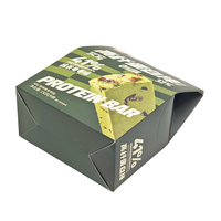 Emballage de barres protéinées, boîte en papier écologique recyclable, boîte de vente au détail verte, couleur personnalisée, laminage mat, pliage trapézoïdal, carton