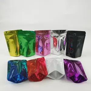 Resealable Smell Proof Flat Packaging Bags Foil Laser Pouch Holographic Mylar Packaging Custom Candy Bag