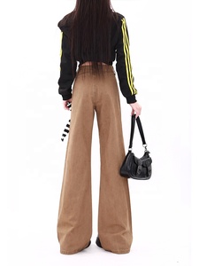Femmes été nouveau américain haute rue vêtements de travail évasé <span class=keywords><strong>jean</strong></span> décontracté minceur Style droit respirant Denim - Product Image 6