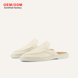 Mules Unisex de Cuero de Ante, Mocasines sin Talón, Zapatos Tipo Pantufla, Punta Puntiaguda, Mules Planos Casuales, Zapatos Elegantes para Hombre - Product Image 1