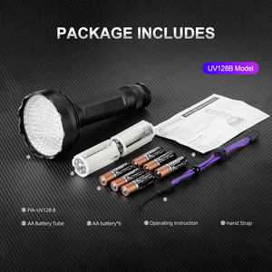 <span class=keywords><strong>Linterna</strong></span> <span class=keywords><strong>Ultravioleta</strong></span> UV <span class=keywords><strong>Profesional</strong></span> Helius Multifunción con 128 LED, Lente de Filtro Negro de Aleación de Aluminio para Inspección - Product Image 6