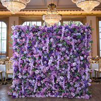 G21 Toile de fond de mariage Décoration murale fleur rose soie rose Tapis mural enroulé tissu fleur artificielle mur pour mariage maison