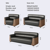 Ensemble de canapés en cuir véritable pour bureau, salon VIP, salle de réunion, canapé de bureau, table basse combinée