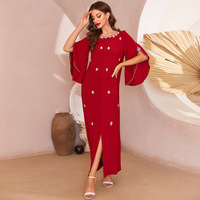 Robe du Moyen-Orient, vêtements de Dubaï, vente en gros, robe longue à manches longues et col en V, robe de bal musulmane pour l'Aïd