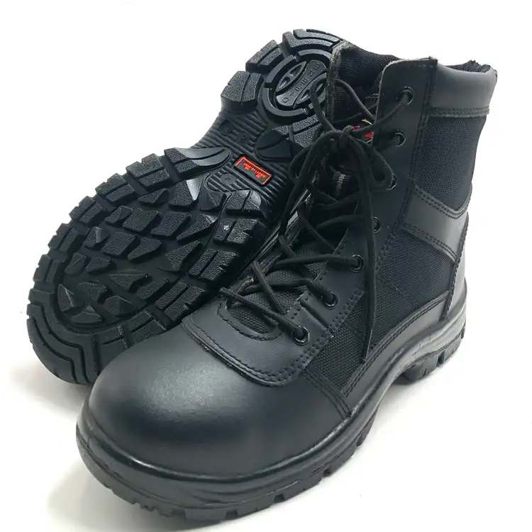 Sepatu Bot Kulit Taktis Bahan Kulit, Sepatu Bot Militer Taktis Warna Hitam, Anti Benturan untuk Berjalan dan Berburu