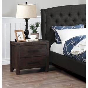 Mesita de Noche Sencilla de Madera Maciza con 2 Cajones, Mesa Auxiliar para Cama, Mueble de Almacenamiento con Cajones - Product Image 4