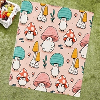Nerz-Sublimationsdecke mit Individuell Bedrucktem Niedlichem Pilz-Design Flanell-Sofadecke