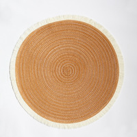 Sous-verre rond en fil de coton tissé à la main, résistant à la chaleur, set de table décoratif pour table à manger, fête, utilisation en extérieur