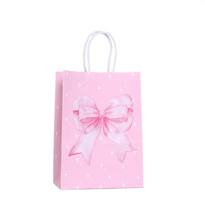YZ Pink Bow Kraft Paper Handbag Birthday Gift Packaging <strong>Bag</strong> <strong>Sweet</strong> Girl <strong>Party</strong> Gift <strong>Bag</strong> Candy Packaging Recyclable Wedding <strong>Bag</strong> - Product Image 5