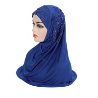 Haute Qualité En Gros 7-12 Ans Filles Diamant Strass Broderie Fleur Écharpe Châle Musulman Hijabs