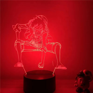 Figura de Anime japonés One Piece Luffy Lover, iluminación Led, lámpara de escritorio para dormitorio, Sensor táctil colorido, 3D ilusión, luz LED de <span class=keywords><strong>noche</strong></span> - Product Image 4