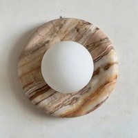 Applique murale en marbre naturel, lampe murale LED moderne Wabi Sabi, lumière de chevet ronde de 20 cm pour la décoration de la chambre à coucher, du salon et du couloir