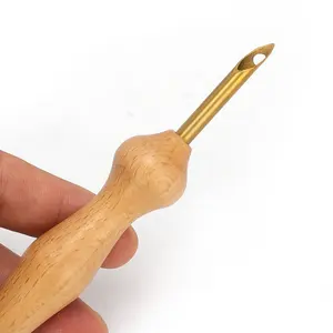 SHELIKE Knitting Tools Big Size Wooden Handle Punch Needle Set Embroidery Tool Punch Needle for Rug Hooking