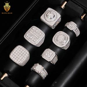 Anillos de Compromiso de Plata de Ley 925 con Moissanita al por Mayor, Joyería de Moissanita Fina de Color <span class=keywords><strong>D</strong></span> VVS para Hombre, Alta Calidad - Product Image 2