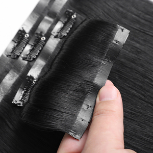 Extensioni per <span class=keywords><strong>capelli</strong></span> con clip in PU invisibili, in vero capello umano, all'ingrosso, a doppia trama, grezze, naturali, vietnamite, con cuticole allineate - Product Image 3