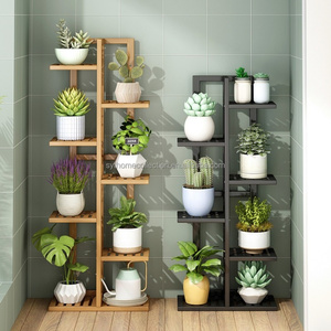 Support vertical magique SYT en bambou pour plantes, étagère <span class=keywords><strong>de</strong></span> présentation multi-niveaux pour l'angle du canapé ou du salon - Product Image 1