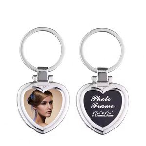 Custom <b>Heart</b>-Shaped Keychain Personalized Photo <b>Frame</b> for Couples Square Zinc Alloy Metal Love Penda Unique Keyrings - Product Image 1