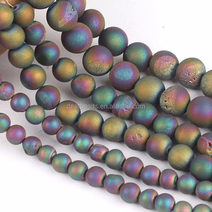 Bán buôn Tự Nhiên Vòng <span class=keywords><strong>druzy</strong></span> Agate geode đá quý hạt <span class=keywords><strong>Strand</strong></span> đối với DIY trang sức, mạ 6 8 10 12 mét, 38cm - Product Image 4