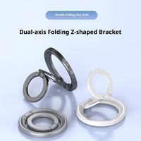 Support de téléphone pliable en métal à double anneau avec aimants N52 intégrés en alliage de zinc à rotation libre à 360 degrés
