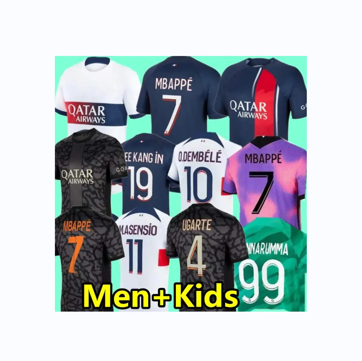 Футболка футбольная 2024 2023 maillot de foot MBAPPE LEE KANG RAMOS 23 24 ASENSIO hommes enfants kids Hernandez pSgS