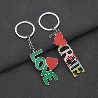 Porte-clés personnalisé en forme de LOVE, design emblématique de Las Vegas, en alliage de zinc émaillé avec anneau en argent, pour cadeaux souvenirs
