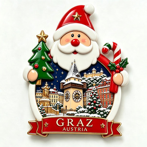 Imán de recuerdo de Papá Noel con forma personalizada ODM OEM, de poliresina 3D, para Navidad, festividades, mercado de invierno, regalo y decoración. - Product Image 1