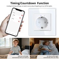Prise murale intelligente standard européenne, prise intelligente WiFi, application Tuya, commande à distance, panneau en verre trempé avec moniteur de puissance, Smart Life