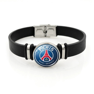 Gelang sepak bola pelat kaca transparan pengencang jepret klub sepak bola Barcelona Manchester hitam - Product Image 4