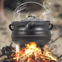 Cocotte hollandaise robuste en fonte émaillée à 3 pieds pour camping, avec couvercle, pour ustensiles de cuisson de camping