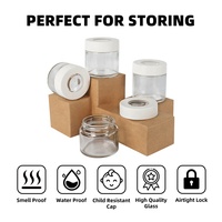 UKETA OEM 1oz 2oz 3oz 4oz Pot en verre à gommes résistant aux enfants avec couvercle en plastique CR et loupe pour le stockage de fleurs séchées