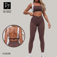 Ensemble de leggings et soutien-gorge de sport personnalisé pour femmes, respirant, dos nu, dos en V, taille haute, de haute qualité, pour la salle de sport et l'entraînement