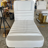 Table de massage électrique Réglage de la hauteur des jambes et du dossier Lit de soin électrique Blanc/rose/khaki avec commande au pied