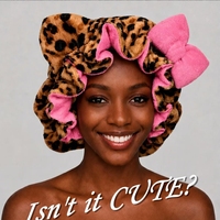 Bonnet de nuit moelleux en gros de 35 cm avec doublure en satin, oreilles d'ours et nœud, idéal pour femmes, spa et voyage