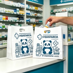 <span class=keywords><strong>Bolsa</strong></span> <span class=keywords><strong>de</strong></span> papel farmacéutica blanca autoportante para dispensarios y farmacias, personalizable bajo demanda, venta al por mayor - Product Image 2