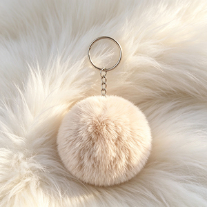 Llavero de pompón de piel sintética suave y colorido, adorno para mochila y bolso para mujer - Product Image 1