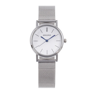 Montre à quartz pour femme, style simple, lot de 2, cadran blanc et noir, bracelet en maille, montre-bracelet décontractée et professionnelle - Product Image 3