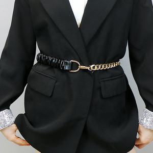 เข็มขัดโซ่หนังนิ่มสำหรับผู้หญิง, เข็มขัดยืดเอวอุปกรณ์เสริมสำหรับเสื้อโค้ทและกระโปรง - Product Image 4