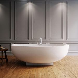 Terrazo piedra bañera cuarto de baño curva natural piedra bañeras crema Beige mármol bañeras - Product Image 2