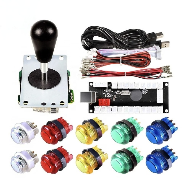 Hot Sale 1 Player Arcade Game DIY Kit LED Button Zero Delay USB Encoder Push Buttons for PC Raspberry Pi Arcade Fight Joystick