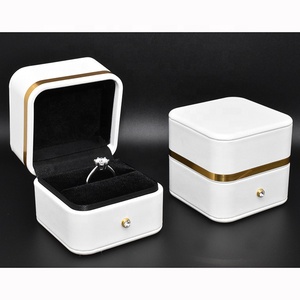 Box Ring Wholesale Custom High-End Luxury White Leather Gift Jewelry Packaging Box Custom Ring Boxes