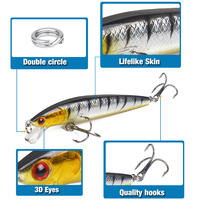 Leurre de Pêche Dur de 10 cm / 9 g, Flottant, Type Minnow, Appât Artificiel pour la Pêche en Mer et la Pêche au Bar