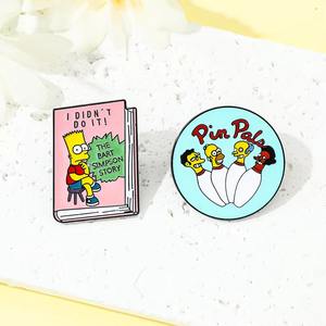 Broches Esmaltados de Aleación de Zinc Unisex con Diseños Nuevos al por Mayor, Broches de Anime Simpson para Decoración de Ropa DIY - Product Image 2