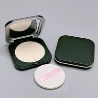 Boîte à maquillage vide en plastique de luxe personnalisable avec des matériaux recyclés pour le blush/poudre pressé, logo DIY disponible