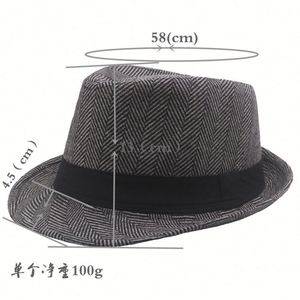 Chapeau Fedora Unisexe Style Britannique à Chevrons Rayés pour l'Automne et l'Hiver – Idéal pour l'Extérieur, Tendance et Chaud - Product Image 2