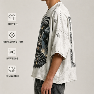 T-shirt da uomo con spalle scese, vintage, lavaggio acido, vestibilità ampia, stampa DTG e serigrafia, in <span class=keywords><strong>cotone</strong></span> Pima biologico pettinato mercerizzato, neutra per stampa - Product Image 2