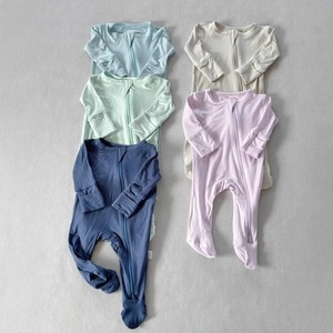Manches longues solide enfants bambou Onesies pyjamas bébé fille vêtements 2-3 ans bambou pyjamas bébé garçon fermeture éclair Rompera