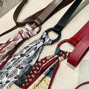 Cinturón de seda con estampado geométrico y hebilla de anillo en D para mujer, estilo informal hip hop, cadena decorativa para la cintura, accesorio decorativo para jeans - Product Image 3