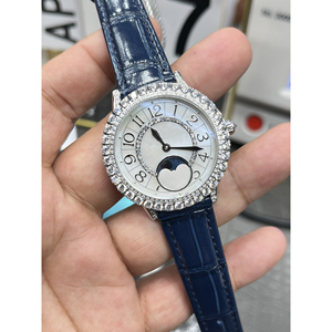 Reloj de Negocios Elegante para Mujer Shanghai de 22 mm con Cristal de Zafiro, Detalles de Moissanita, Resistente al Agua, Fase Lunar, Acero Inoxidable - Product Image 2