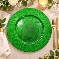 Moderner 13-Zoll Kunststoff-Platzteller Pulverbeschichtet mit Strahlendem Perlentextur-Design Luxuriöses Grünes Design für Partys, Bankette und Veranstaltungen